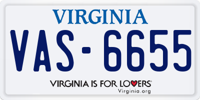 VA license plate VAS6655