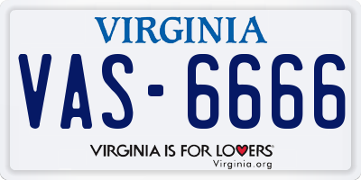 VA license plate VAS6666