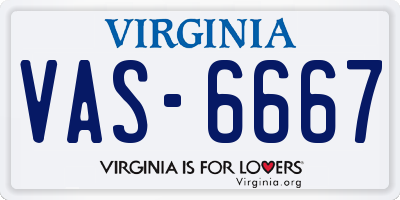 VA license plate VAS6667