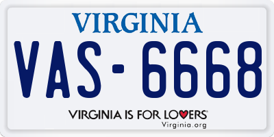 VA license plate VAS6668