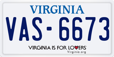 VA license plate VAS6673