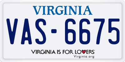 VA license plate VAS6675