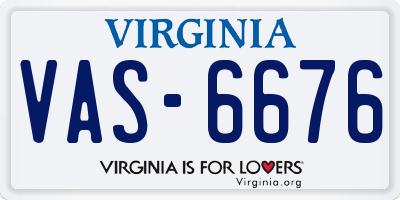 VA license plate VAS6676