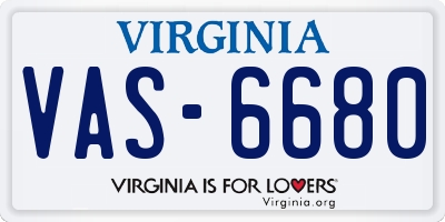 VA license plate VAS6680