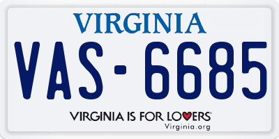 VA license plate VAS6685