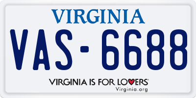 VA license plate VAS6688