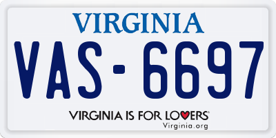 VA license plate VAS6697