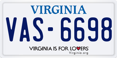 VA license plate VAS6698