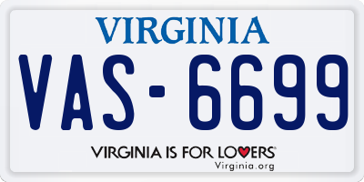 VA license plate VAS6699