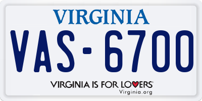 VA license plate VAS6700