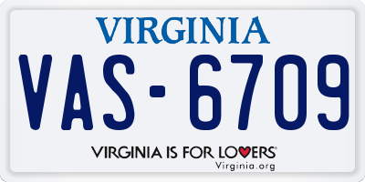 VA license plate VAS6709