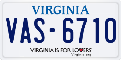 VA license plate VAS6710