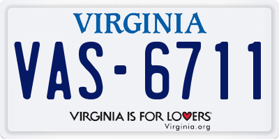 VA license plate VAS6711