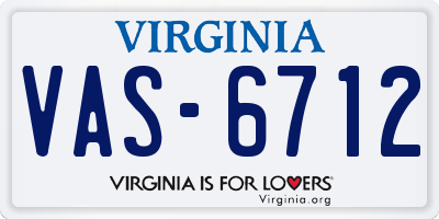 VA license plate VAS6712