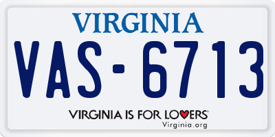 VA license plate VAS6713