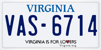 VA license plate VAS6714