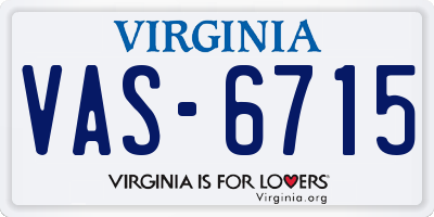 VA license plate VAS6715