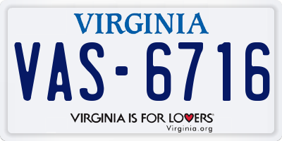 VA license plate VAS6716