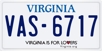 VA license plate VAS6717