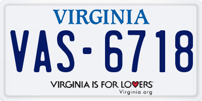 VA license plate VAS6718