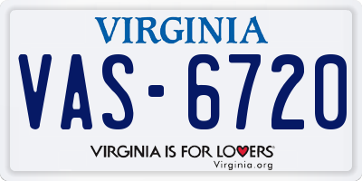 VA license plate VAS6720