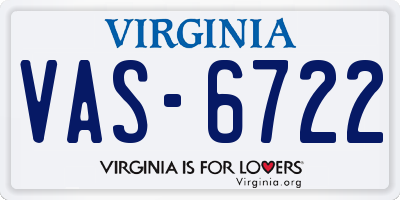 VA license plate VAS6722