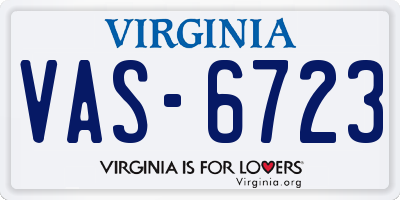 VA license plate VAS6723