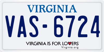 VA license plate VAS6724