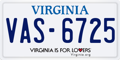 VA license plate VAS6725