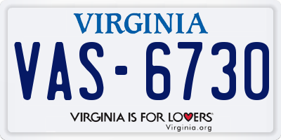 VA license plate VAS6730