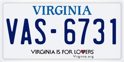 VA license plate VAS6731