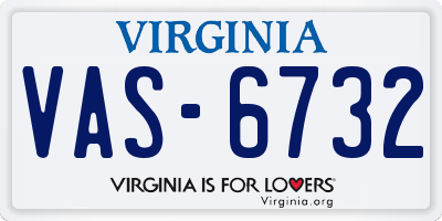 VA license plate VAS6732