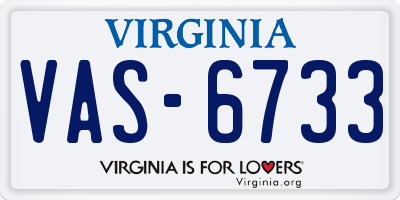 VA license plate VAS6733