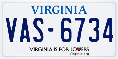 VA license plate VAS6734