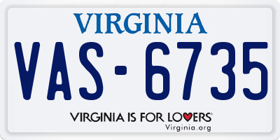 VA license plate VAS6735