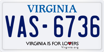 VA license plate VAS6736