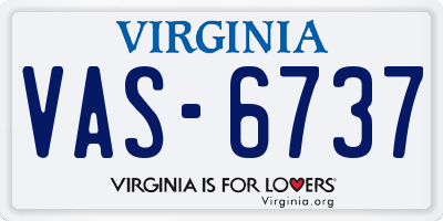 VA license plate VAS6737