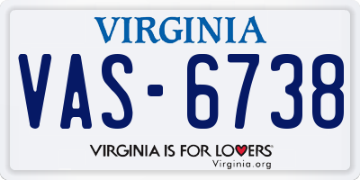 VA license plate VAS6738