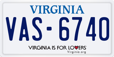 VA license plate VAS6740