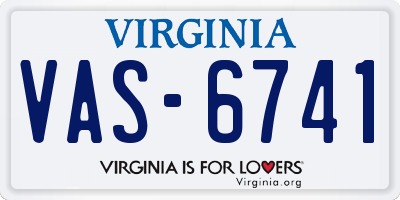 VA license plate VAS6741