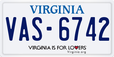 VA license plate VAS6742