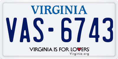 VA license plate VAS6743