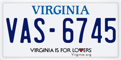 VA license plate VAS6745