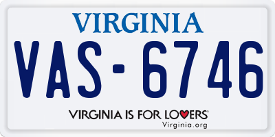 VA license plate VAS6746