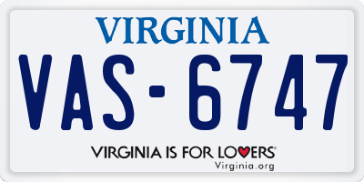 VA license plate VAS6747