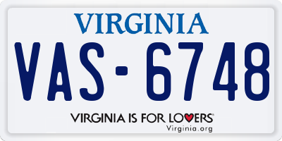 VA license plate VAS6748