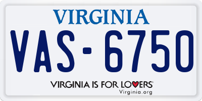 VA license plate VAS6750