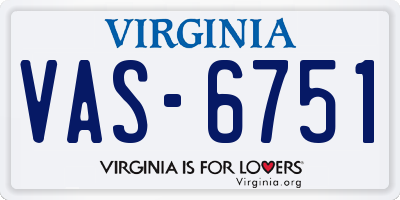 VA license plate VAS6751