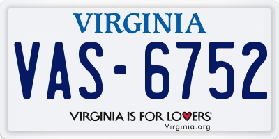 VA license plate VAS6752