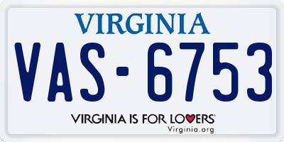 VA license plate VAS6753